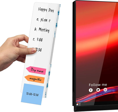 Crpich Large Transparent Memo Board – 13.2" x 3.3", 1 Pack Clear Acrylic Monitor Side Panel with 3M Adhesive, Sticky Note Holder for Office Desk