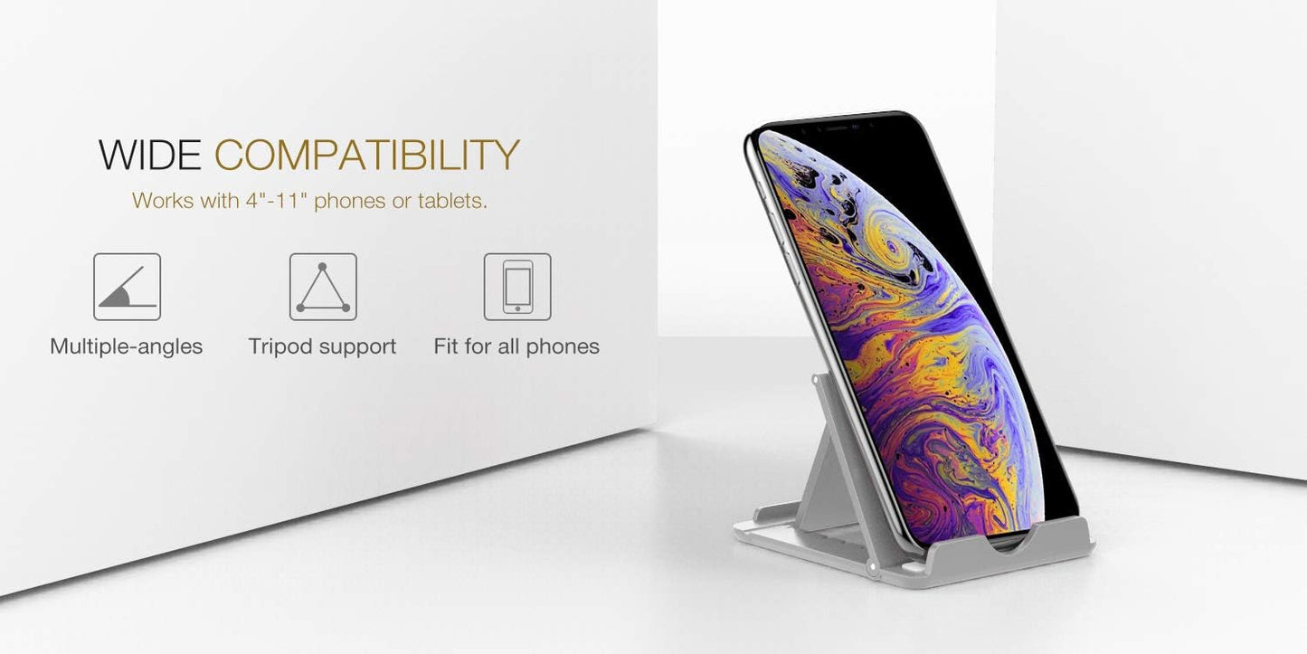 MoKo Phone/Tablet Stand, Foldable Tablet Holder Compatible with iPhone 17/17 Air/17 Pro/17 Pro Max, iPhone 16/Pro/Pro Max/Plus, iPhone 15/Pro/Pro Max/Plus, iPhone 14/Pro/Pro Max/Plus, Black