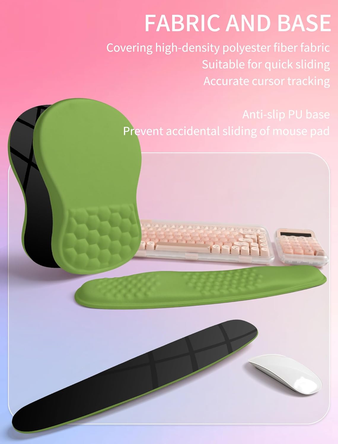 Hokafenle 2in1 Combination, Wave Keyboard Wrist Rest and Ergonomic Curvature Mouse Pad Wrist Support for Relieve Wrist Pain, Filled with Soft Cushion Memory Foam, Black
