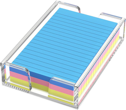 WINFFOR Acrylic Notepad Holder Dispenser - 4x6 in Sticky Note Memo Holder Self-Stick Note Pad Organizer (W/O Pads) Office Desk Accessories School Supplies, Crystal Clear
