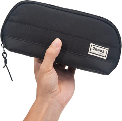 Sooez Wide-Opening Pencil Pen Case, Lightweight & Spacious Pencil Bag Pouch Box Organizer, Aesthetic Supply with Triangular Design for Adults, Grey