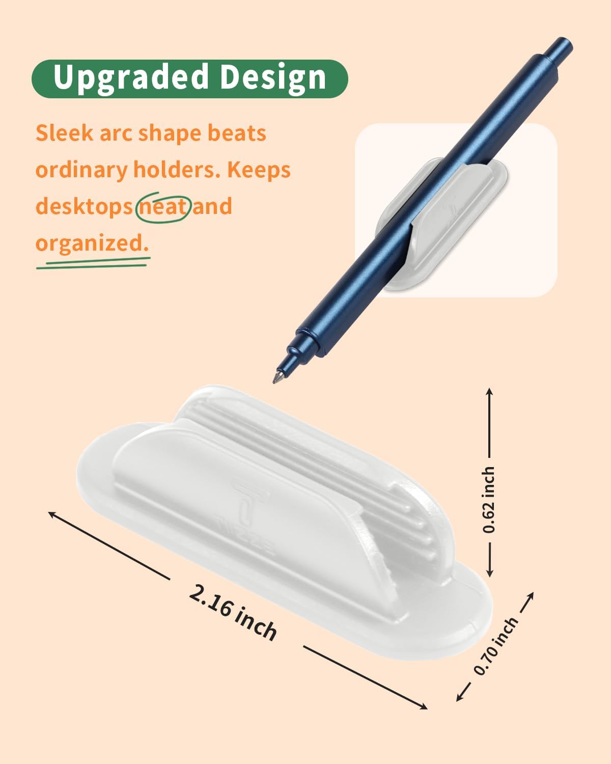 Tiizze 10 Pack Adhesive Pencil Holder for Desk, Silicone Pen Holder for Wall, Clipboard & Laptop with 15 Upgraded Sticky Pads, Rugged Grip Pencil Holders for Classroom Teacher Essentials (Black)