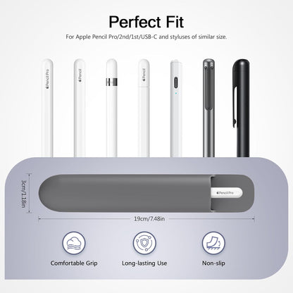 MoKo Pencil Case Holder, Adhesive Silicone Pencil Protected Sleeve Compatible with Apple Pencil Pro/ (USB-C)/ 1st/ 2nd Generation, Similarly Sized Styluses Accessories, Black