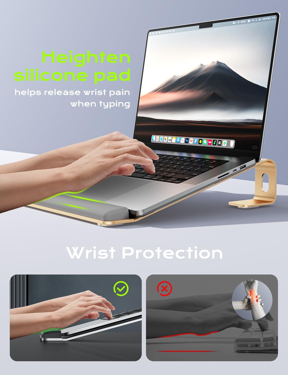 JCZT Clear Acrylic Laptop Stand for Desk, with Wrist Rest, Ergonomic Detachable Mount Compatible with 10-17'' All Laptops Such as MacBook Air Pro/HP/Dell/Lenovo