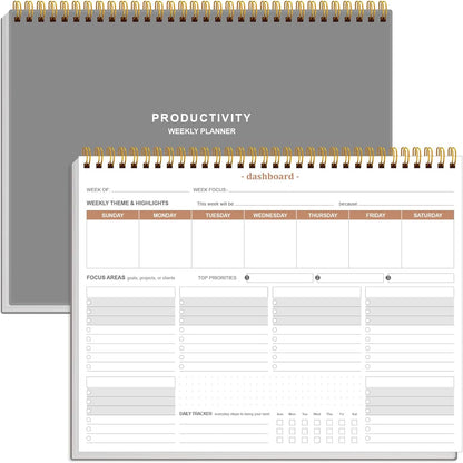 Weekly Productivity Planner - 8.5" x 11" Dashboard Desk Notepad Has 6 Focus Areas to List Tasks for Goals, Projects, Clients, Academic or Meal-Organize Your Daily Work Efficiently, 54 Weeks, Green