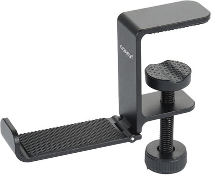 aceyoon Foldable Headphone Stand for Desk, Aluminum Headset Stand Clamp Hook Under Desk Space Save Mount, Headset Holder for Gaming Headphone, Office, Backpack, Bag, Purse Hanging (Black)