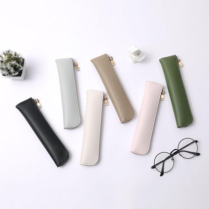 Canvas Pencil Case Small Pencil Pouch Slim Lightweight Pen Case Holder Cute Zipper Bag for School Office