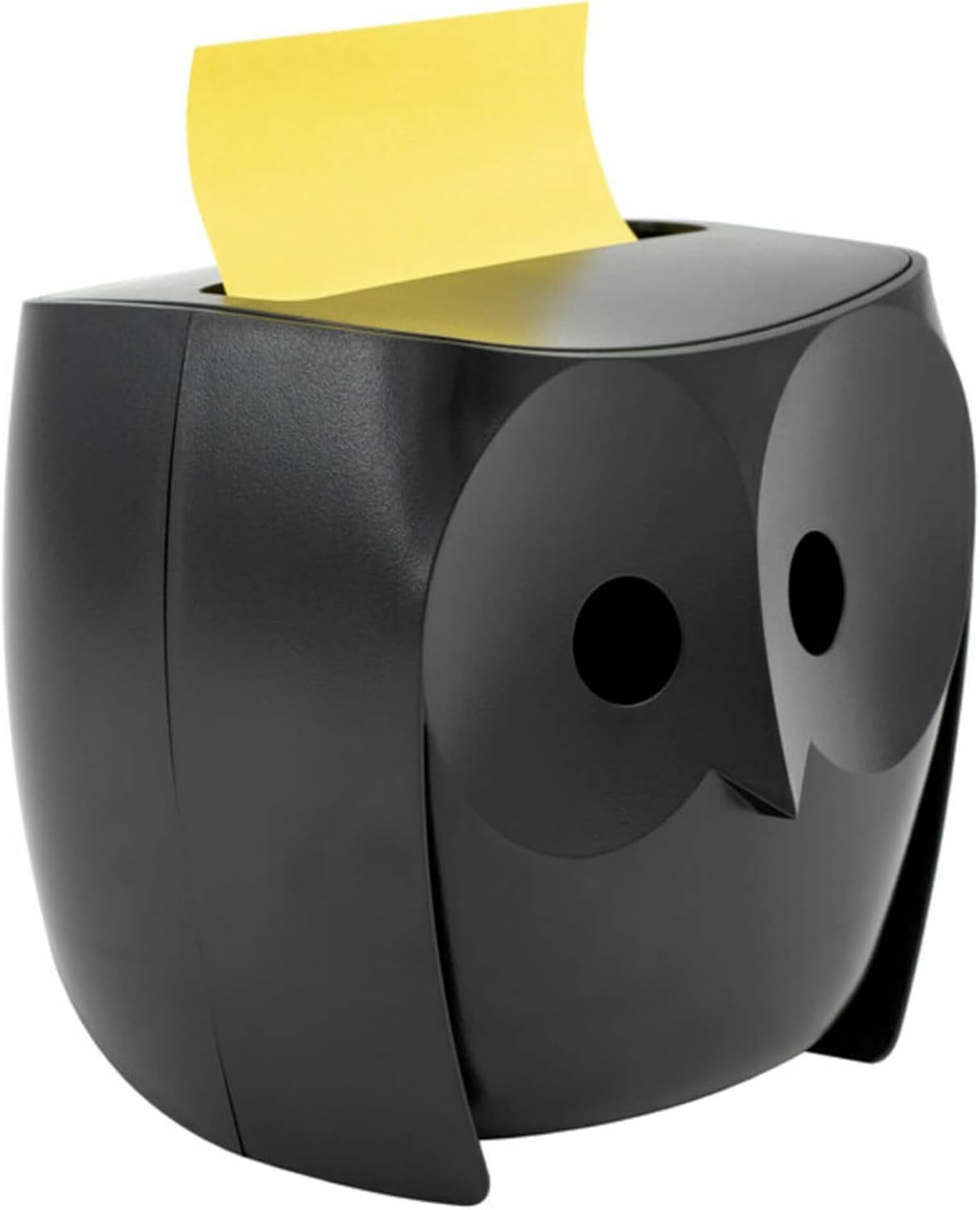 Post-it Note Dispenser, Sticky Note Holder, Black Owl Design, Includes 45 Sheets of 3 in x 3 in Citron Yellow Pop-Up Notes, Classroom or Office Supplies