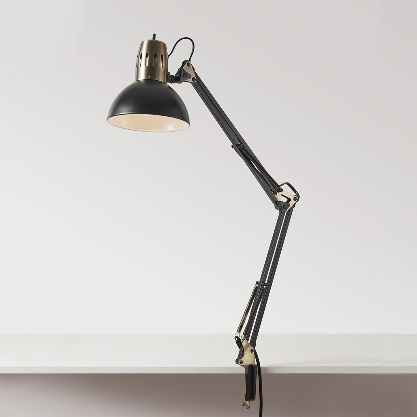 Globe Electric 12641 Architect 32" Swing-Arm Clamp-On Lamp, Black Architect, Finish, LED Bulb Included