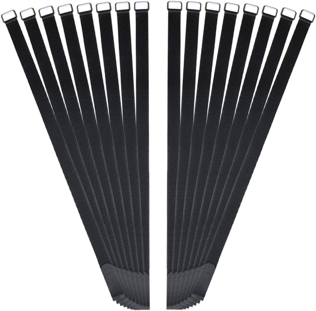 18 inch Extend Cable Strap and Adjustable Securing Strap with Buckle - 12 PCS Reusable Hook and Loop Fastening Nylon Cable Tie Wrap