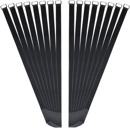 18 inch Extend Cable Strap and Adjustable Securing Strap with Buckle - 12 PCS Reusable Hook and Loop Fastening Nylon Cable Tie Wrap