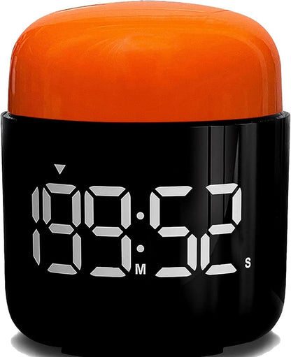 Table Twist Timer, Large LED Display Stopwatch, Silent & Loud Alarm, 199 Minute Countdown & Up, Vintage Night Light, for Kitchen Cooking Meeting Teacher Classroom Office Yoga Fitness Games (Orange)