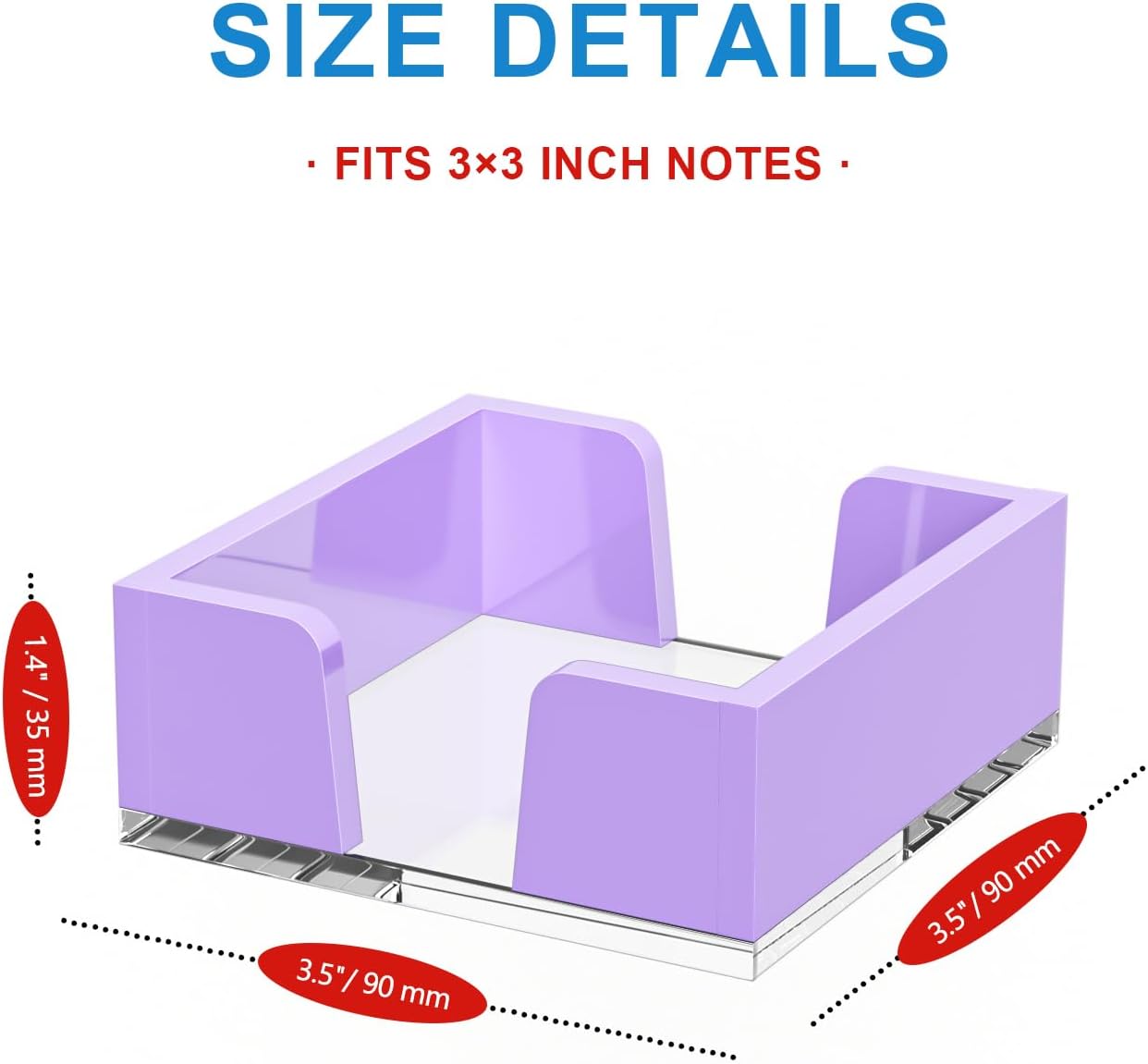 WINFFOR Acrylic Notepad Holder Dispenser - 3x3 in Sticky Note Memo Holder for Desk Organizer (W/O Pads) Office Desk Accessories School Supplies, Crystal Clear