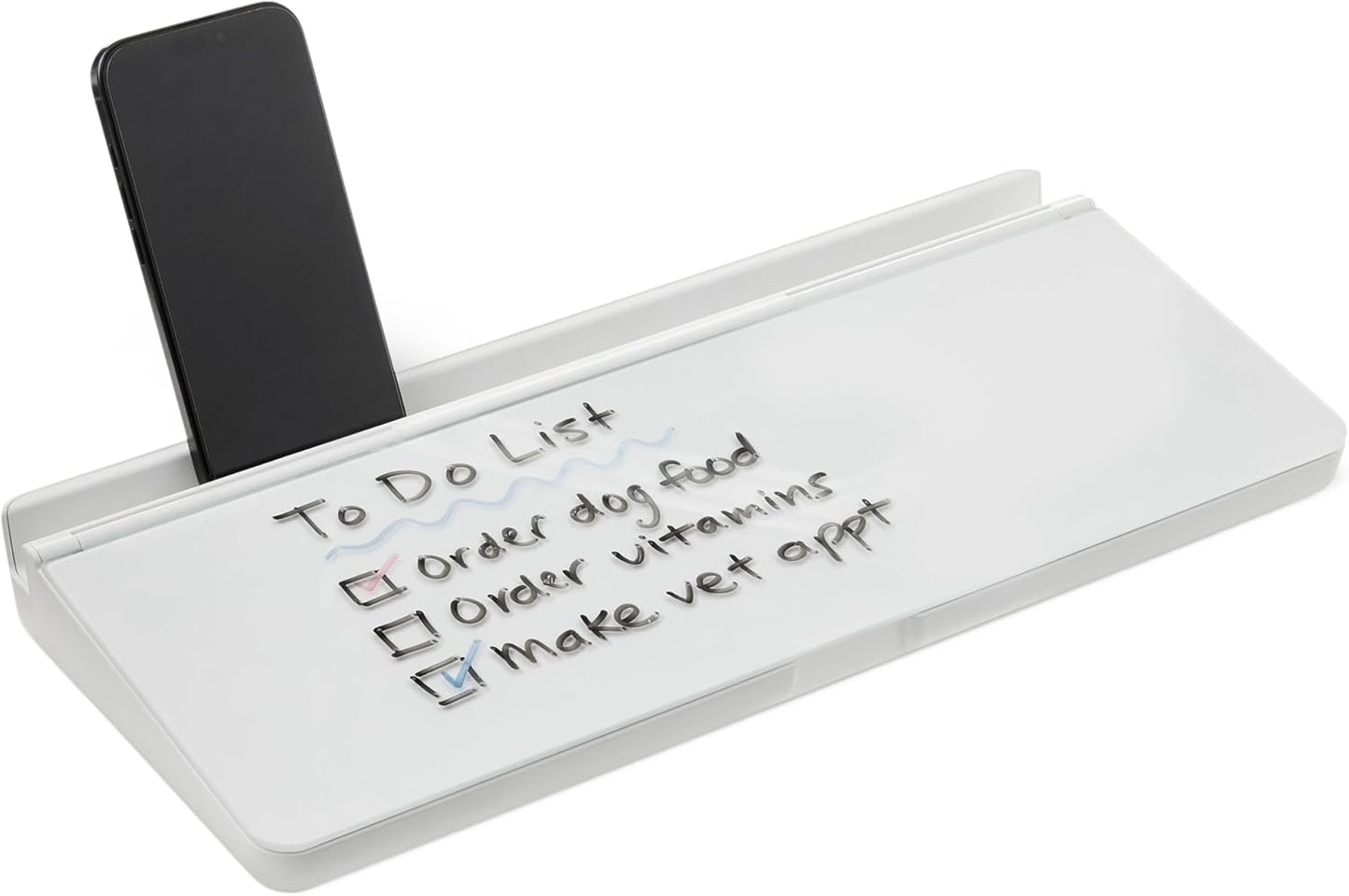 Amazon Basics Desktop Dry Erase Whiteboard with Organizer and Accessories, Tempered Glass, 15.7 x 5.4 inches, White