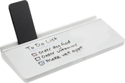 Amazon Basics Desktop Dry Erase Whiteboard with Organizer and Accessories, Tempered Glass, 15.7 x 5.4 inches, White