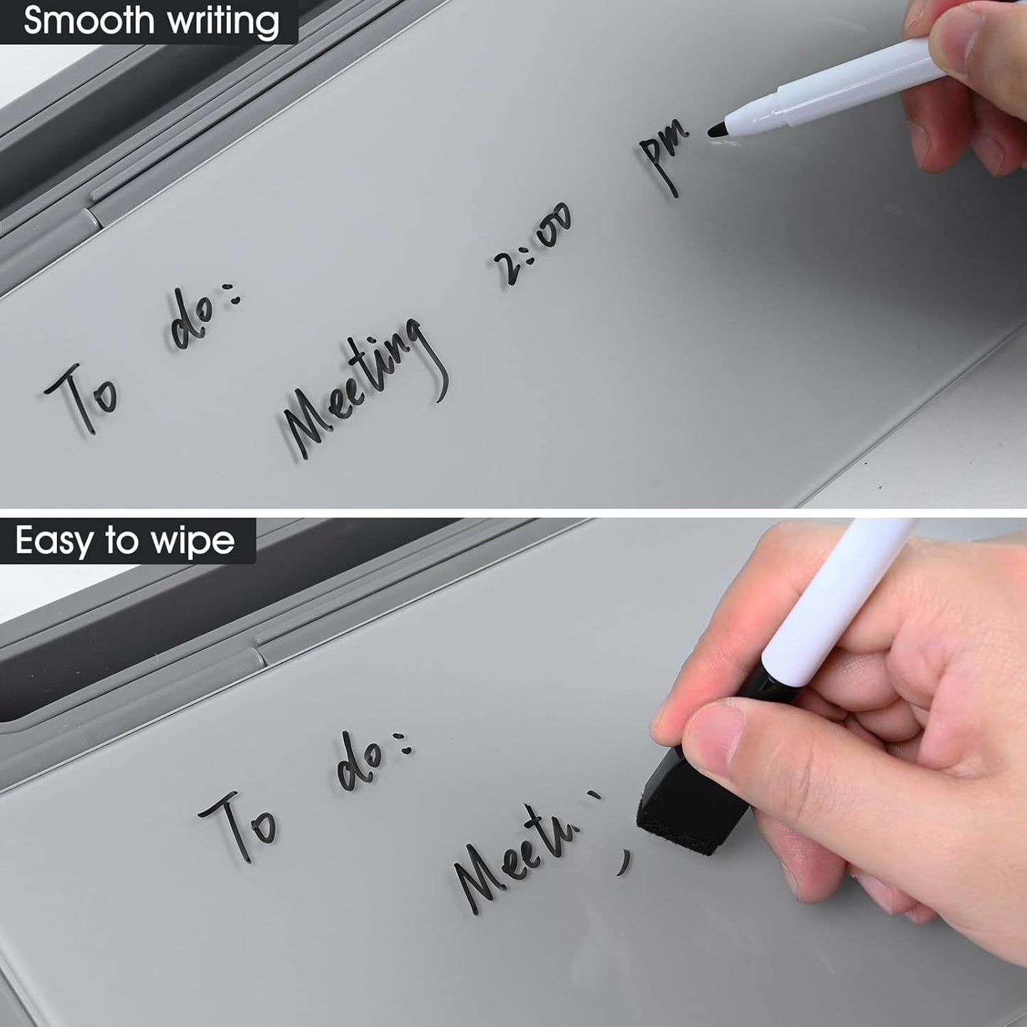 Varhomax Glass Weekly Planner Desk White Board, Desktop Calendar Whiteboard with Storage, to Do List Memo Caddy for Home Office and School Supplies, Black