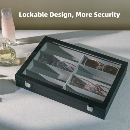 Glasses Holder Box Drawer Sunglass Organizer for Men Clear Storage Case 8 Slot Multiple Reading Glasses Display
