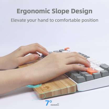 Bamboo Keyboard Wrist Rest for Computer Keyboard, Ergonomic Mechanical Keyboard Wrist Rest, Hard Wrist Rest for Pain Relief, Anti-Slip Keyboard Rest Pad for Laptop/PC Gaming/Mac (68-Key)