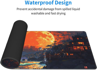Japanese Mouse Pad, Large Japanese Desk Mat, XL Anime Gaming Keyboard Mat, Non-Slip Rubber Base, Big Extended Desk Protector for Home Office, 31.5”x11.8”
