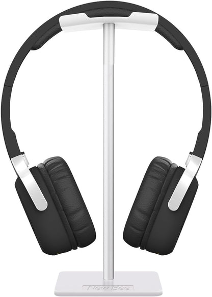 New bee Headphone Stand Headset Holder Earphone Stand with Aluminum Supporting Bar Flexible Headrest ABS Solid Base for All Headphones Size (Black)