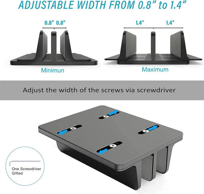 Double Slot Vertical Laptop Tablet Stand Mount Space -Saving Storage for MacBook Laptop Chromebook Tablet,Smartphone (Black)