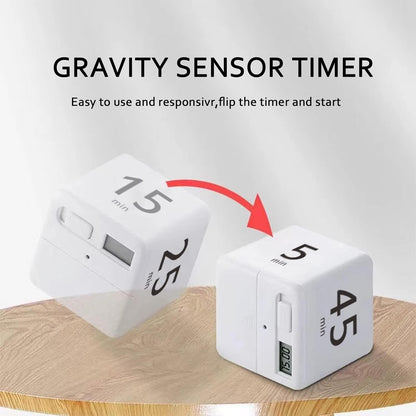 Rotating Pomodoro Timer, 5/25/15/45 Mins Preset, Desk Cube Countdown Flip Productivity Timer for ADHD, Time Management, Classroom, Workout, Kitchen, Cooking, Study, White
