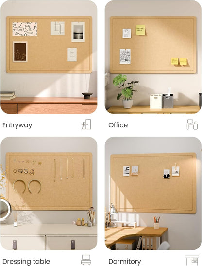 Fluxynara Bulletin Board, 23.6" x 17.5" Cork Board Alternative with 12 Safe Removable Adhesive Tabs, Foldable Felt Pin Board for Home Office, Classroom, Bedroom,Entryway for Walls—Sage