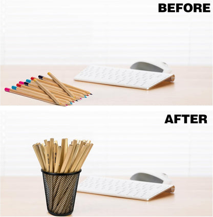 12 Packs Pen Holders, Mesh Pen Cup, Metal Pencil Holders for Desk, Multifunctional Organizer for Office School Home Makeup Brush (Black)