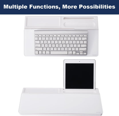 TSJ OFFICE Small Desktop Whiteboard -Glass Dry Erase Board Computer Keyboard Stand White Board Surface Pad with Drawer, Desk Organizers with Accessories for Office, Home, School Supplies - White