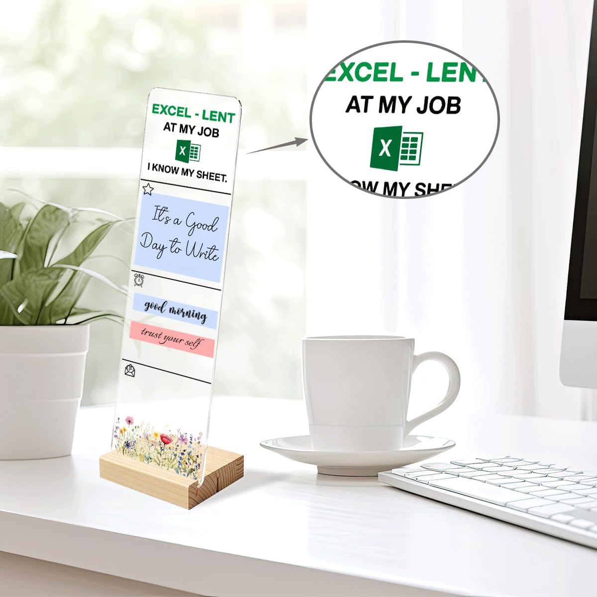 Sticky Note Holder Acrylic Monitor Memo Board Desk Organizers and Accessories Desk Decor Post It Note Holder with 200Pcs Sticky Notes Funny Sarcastic Office Positive Desk Sign