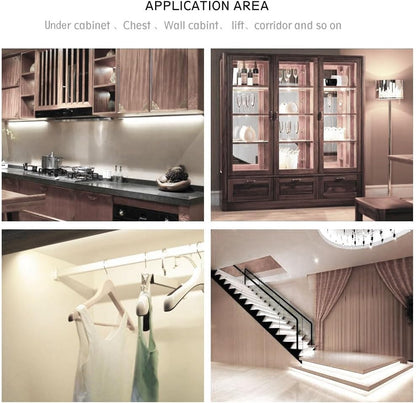 Motion Sensor Light Indoor, Closet Lights Motion Sensored, Battery Operated Cabinet Lights Strip, White Under Cabinet Lighting, Under Counter Lights for Kitchen, Led Strip Lights for Bedroom