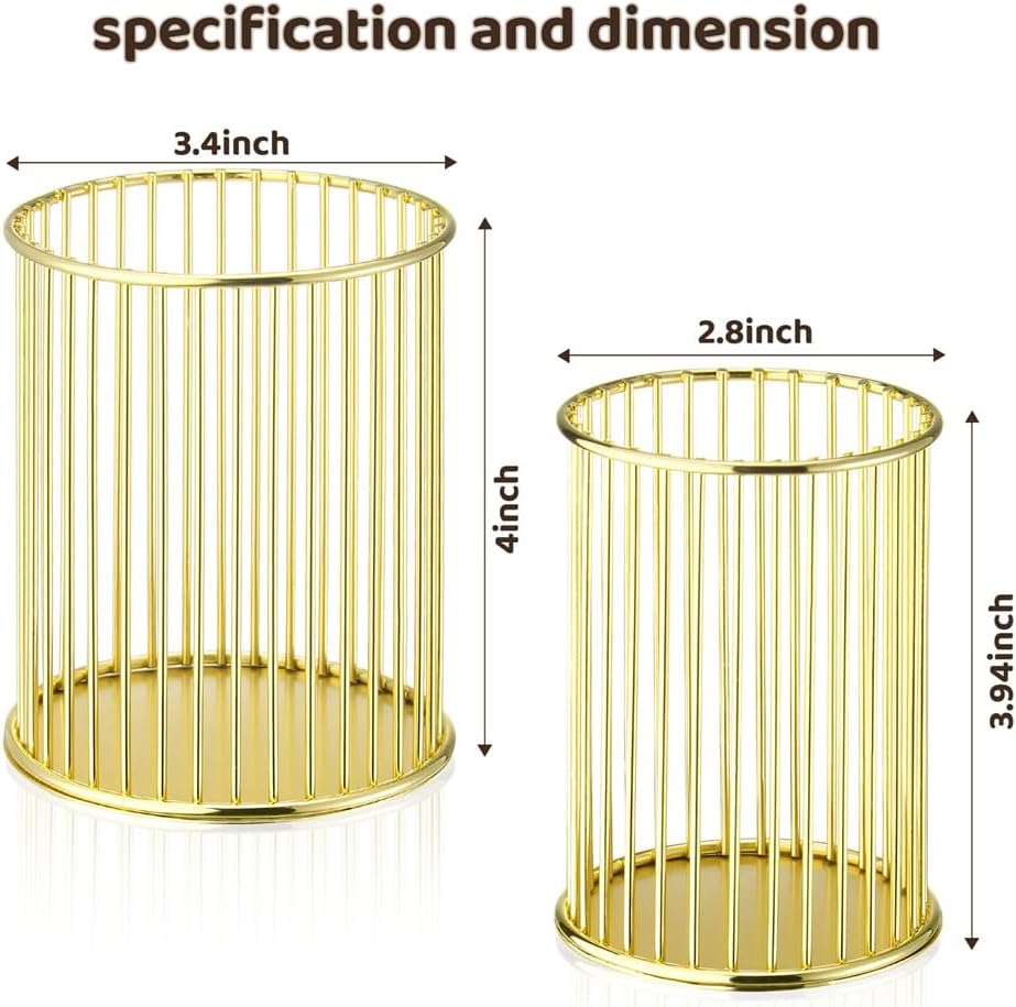 2 Sets Metal Pen Holder for Desk,Makeup Brushes Cup Holder, Pencil Holders, Pen cup, Home and Office Organizer, Black