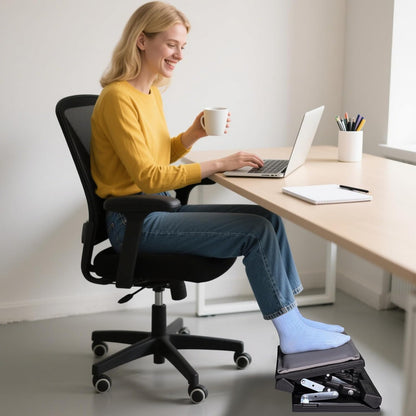 Scalebeard Foot Rest for Under Desk at Work,Height Adjustable Infinite Angle Ergonomic Foldable Footrest for Office, Gaming,Computer, Removable Pad Desk Foot Stool with Massage Beads,for All Seasons