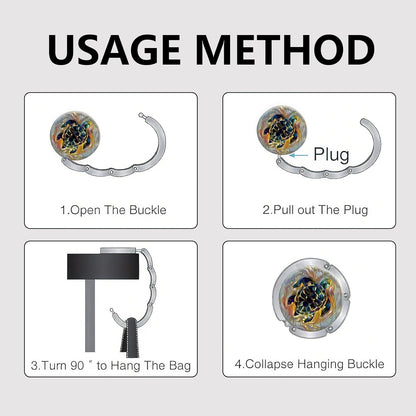 Foldable Purse Hook for Table, Purse Hanger for Table, Desk Bag Hook, Desk Purse Hook, Purse Holder for Table - Compact Portable Multi-Use Design, Aluminum Alloy Handbag Hanger, 3 Pcs (Style A)