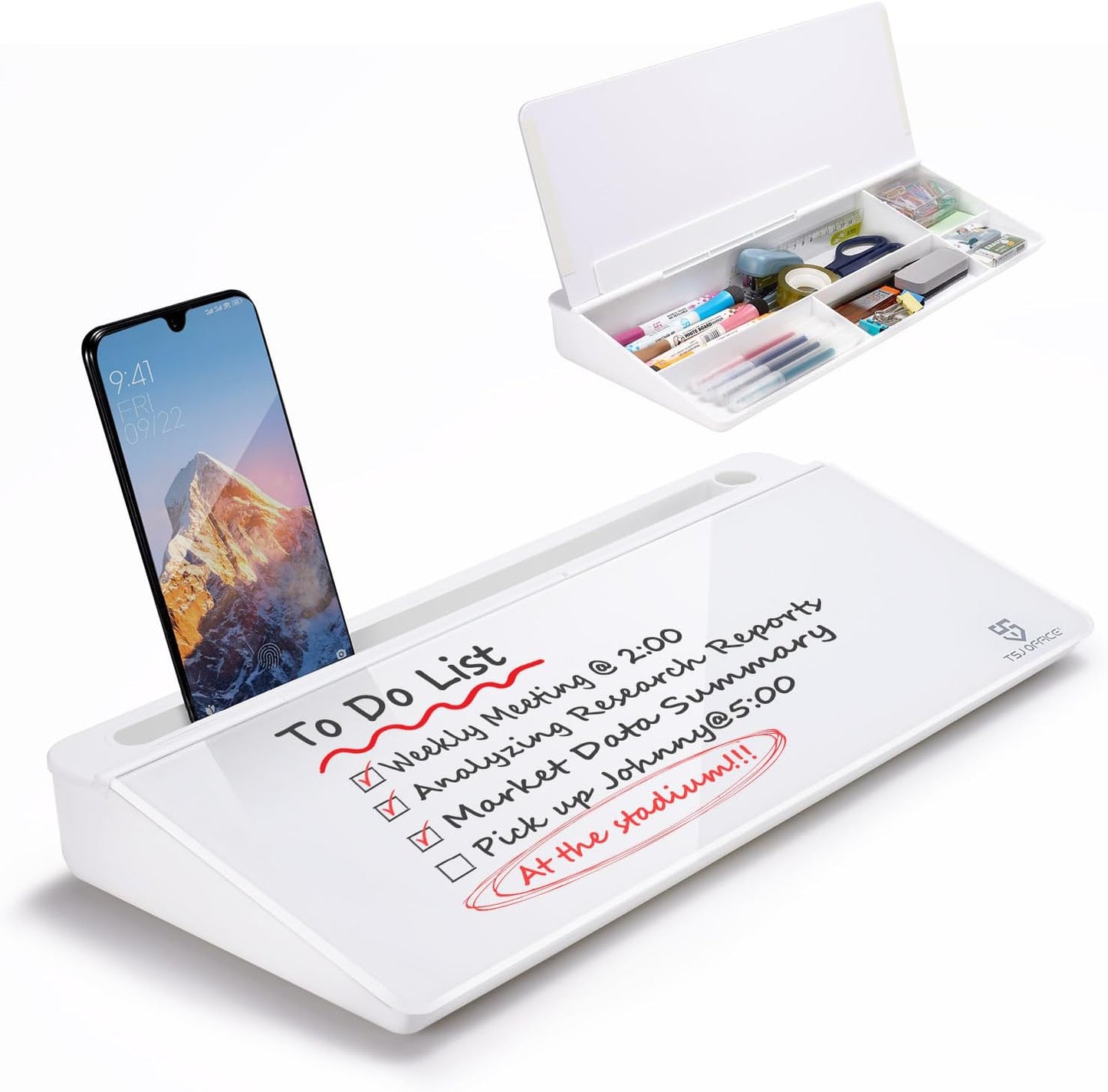 Small Glass Desktop Whiteboard Dry-Erase-Board for Office, Home, School Supplies ×2