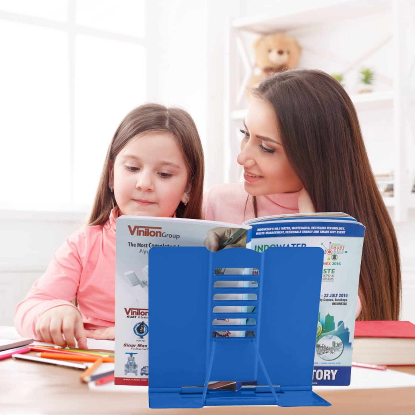 Honagu Book Stand Metal Desk Book Holder, Book Holders for Reading Hands Free, Adjustable Cookbook Documents Holder, Portable Bookstand for Music Books, Textbook, Recipe, Tablet, Ipad (Black)