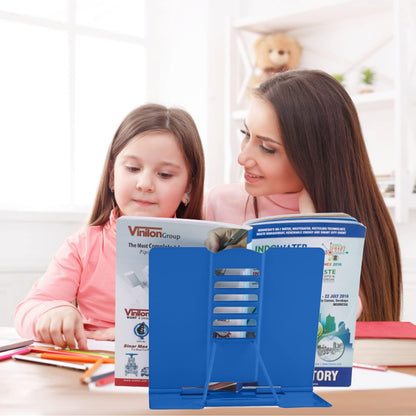 Honagu Book Stand Metal Desk Book Holder, Book Holders for Reading Hands Free, Adjustable Cookbook Documents Holder, Portable Bookstand for Music Books, Textbook, Recipe, Tablet, Ipad (Black)