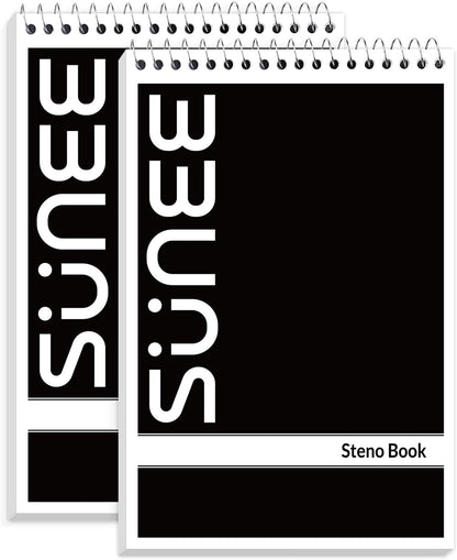SUNEE 2 Pack Steno Pads 6x9, Gregg Rule, 60 Sheets, Spiral Notebook 6x9, White Paper, Take Notes with Top Spiral Notebook, for School, University, College, Work, Office, Yellow