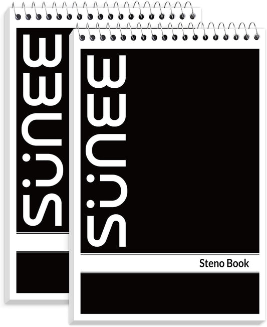 SUNEE 2 Pack Steno Pads 6x9, Gregg Rule, 60 Sheets, Spiral Notebook 6x9, White Paper, Take Notes with Top Spiral Notebook, for School, University, College, Work, Office, Yellow