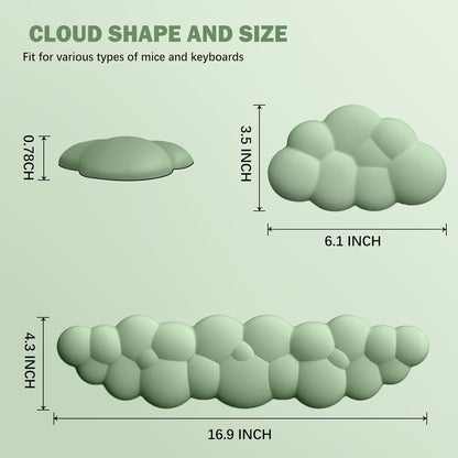 Keyboard Wrist Rest Pad Set, Leaf Shape PU Leather Memory Foam Wrist Cushion Support,Mouse Wrist Rest Pad,Non-Slip Wrist Support for Easy Typing Pain Relief, Green Leaf