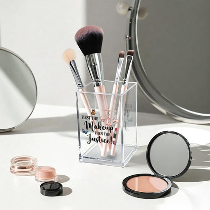 Better Late Than Ugly Acrylic Makeup Brush Organizer Holder, Self Affirmations Desk Acrylic Brushes Storage, Make Up Artist Gifts, Birthday Gifts for Her Wife Sister Friend Makeup Lovers