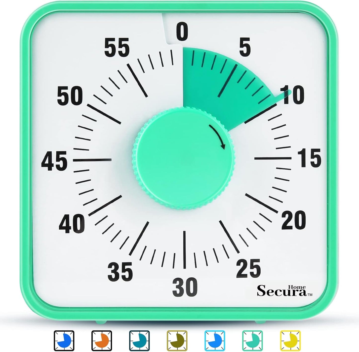 Secura Home 60-Minute Visual Timer, 7.5 Inch Oversize Countdown Timer Clock for Kids and Adults, Durable Mechanical Time Management Tool with Magnetic Backing （Dark Green）
