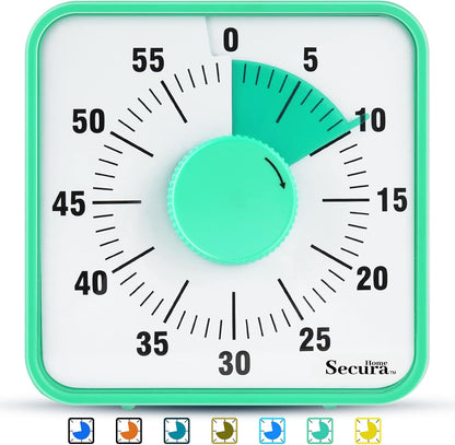 Secura Home 60-Minute Visual Timer, 7.5 Inch Oversize Countdown Timer Clock for Kids and Adults, Durable Mechanical Time Management Tool with Magnetic Backing （Dark Green）