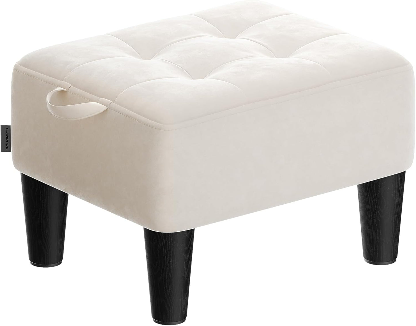 SONGMICS Foot Stool with Legs, Small Footstool Ottoman, Velvet Seat with Thick Cushion, for Living Room, Bedroom, Entryway, 330 lb Weight Capacity, Jelly Pink ULOM501R01