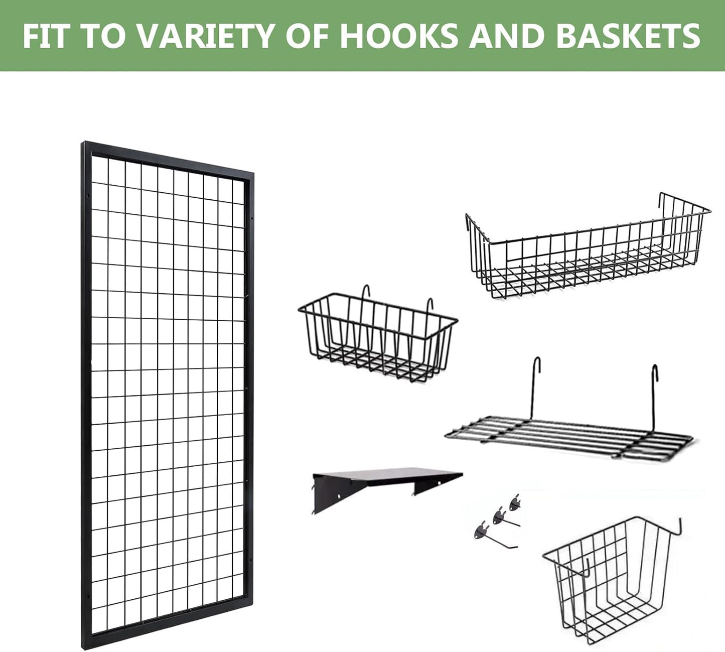 NectaCol 3 Packs Grid Wall Panels, Metal Black Wire Grid Panel, Gridwall Display Rack, Heavy Duty Gridwall Panels for Retail Display