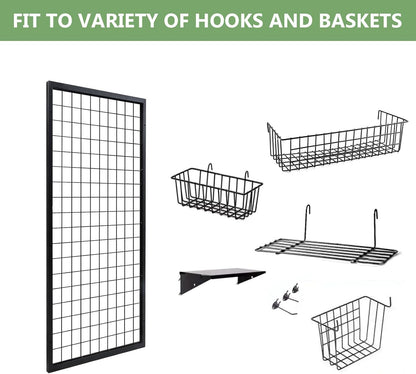 NectaCol 3 Packs Grid Wall Panels, Metal Black Wire Grid Panel, Gridwall Display Rack, Heavy Duty Gridwall Panels for Retail Display