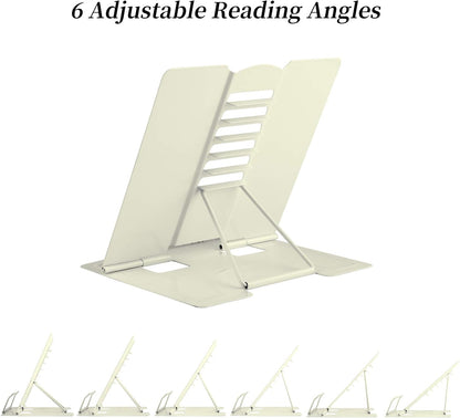 MSDADA Desk Book Stand Metal Reading Rest Book Holder Adjustable Cookbook Documents Holder Bookstands for Recipes Textbook Music Books, the First Day of School Gift for Students, Teachers (Light Blue)