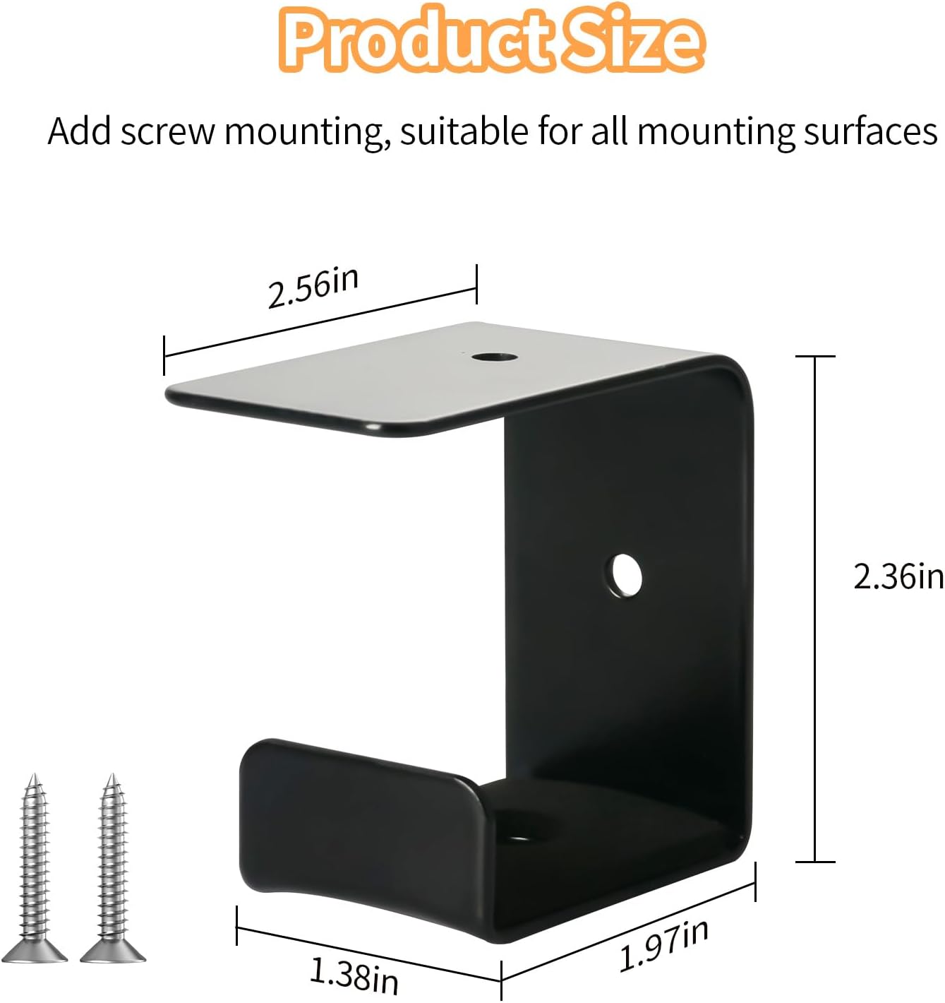 Strong Adhesive Headphone Holder Under Desk, Aluminum Headset Mount Hook with Rubber Pad - 2 Installation Styles for Gaming, Office, Classroom (1 Pack)