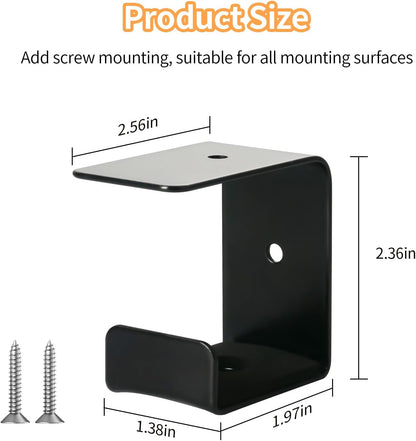 Strong Adhesive Headphone Holder Under Desk, Aluminum Headset Mount Hook with Rubber Pad - 2 Installation Styles for Gaming, Office, Classroom (1 Pack)