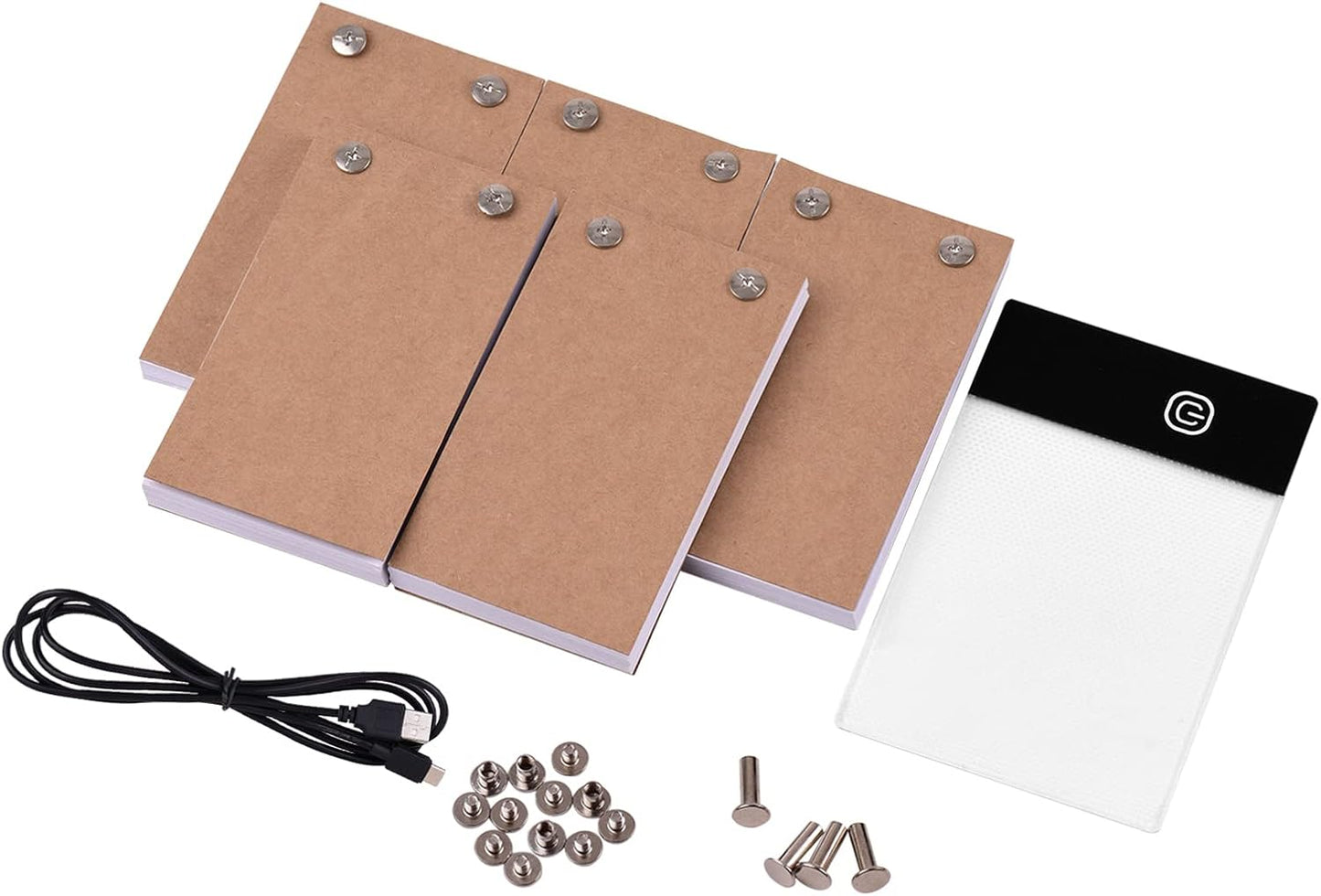 Mini Led Light Pad with 5 Flip Books, Flip Book Kit with Light Pad LED Light Box Tablet，300 Sheets Drawing Tracing Animation Sketching, USB Powered Light Box